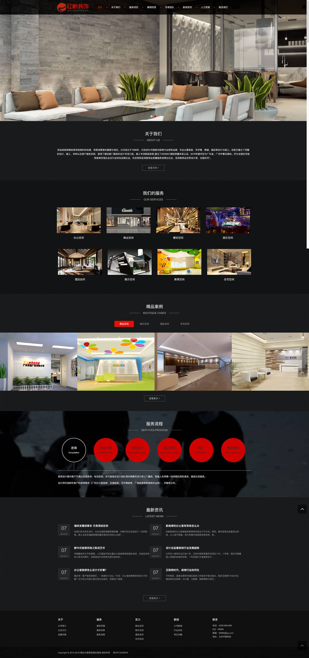 大气黑色装饰公司自适应网站模板(图1)